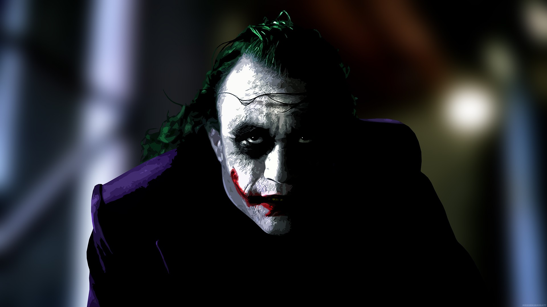 General 1920x1080 movies Batman anime Joker MessenjahMatt The Dark Knight villains face green hair Heath Ledger