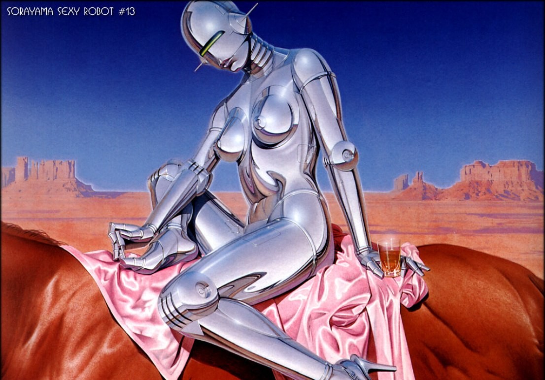 General 1106x772 Gynoid Hajime Sorayama robot horse futuristic science fiction retro science fiction artwork machine