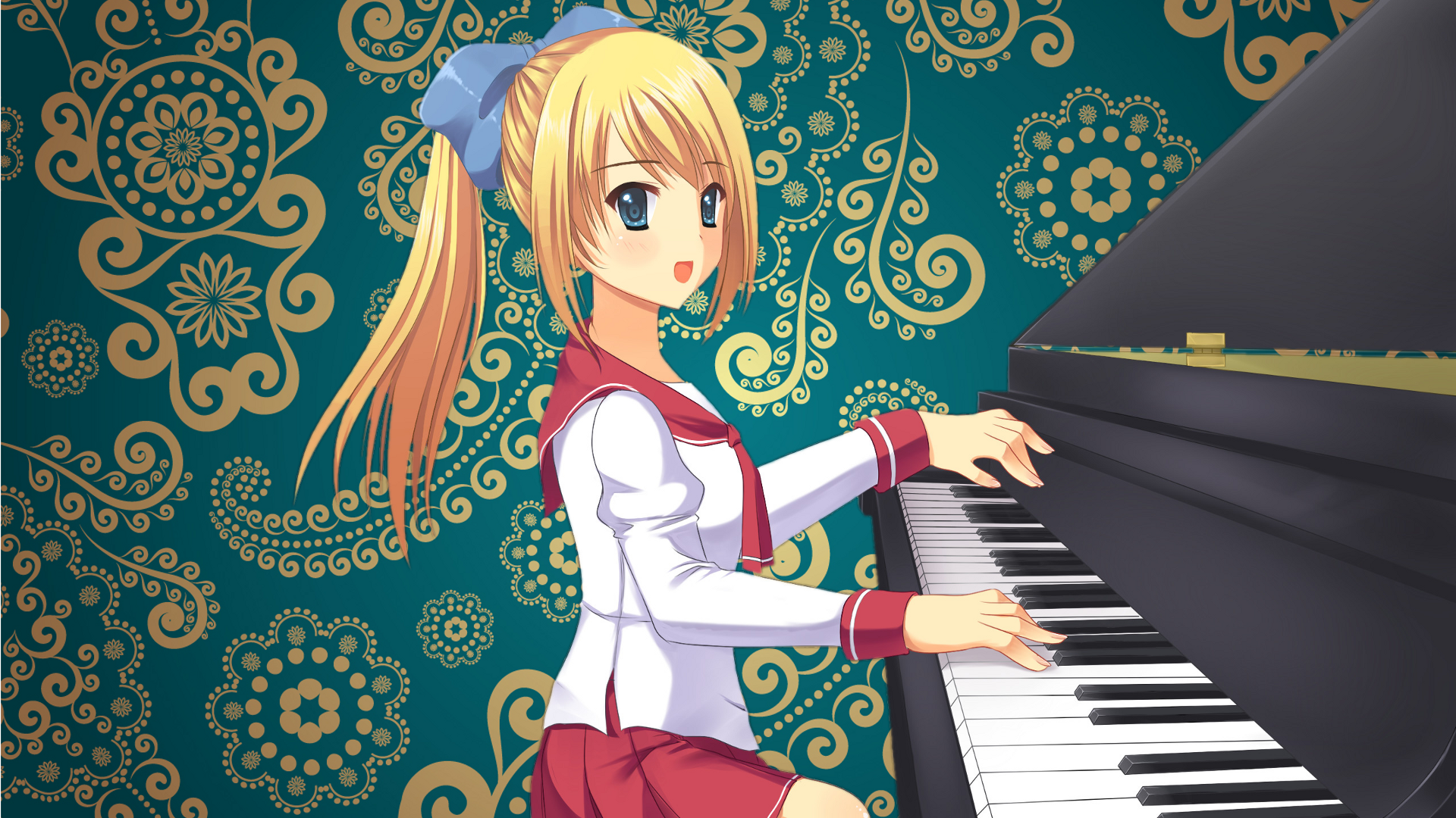 Anime 1920x1080 anime girls anime blonde piano school uniform