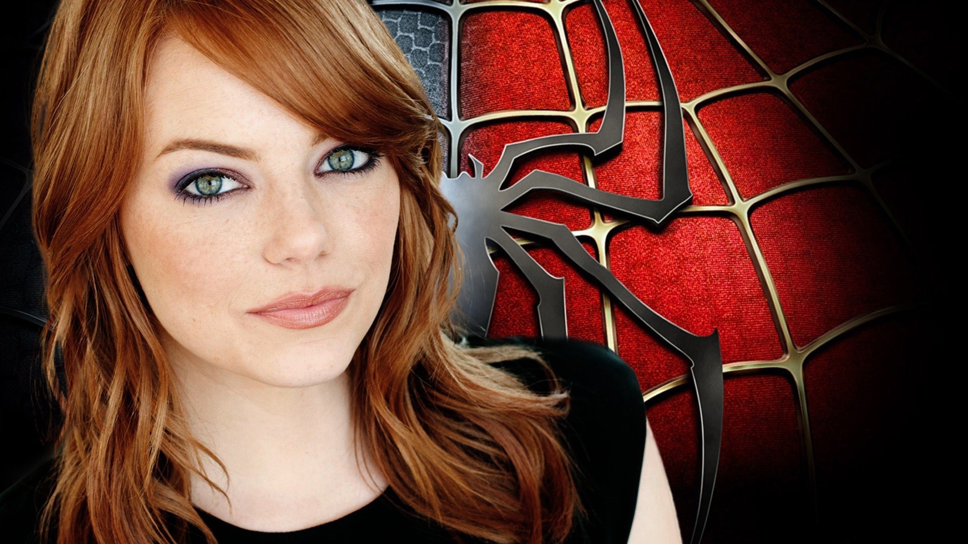 People 1920x1080 Spider-Man movies The Amazing Spider-Man Emma Stone women looking at viewer actress face lipstick