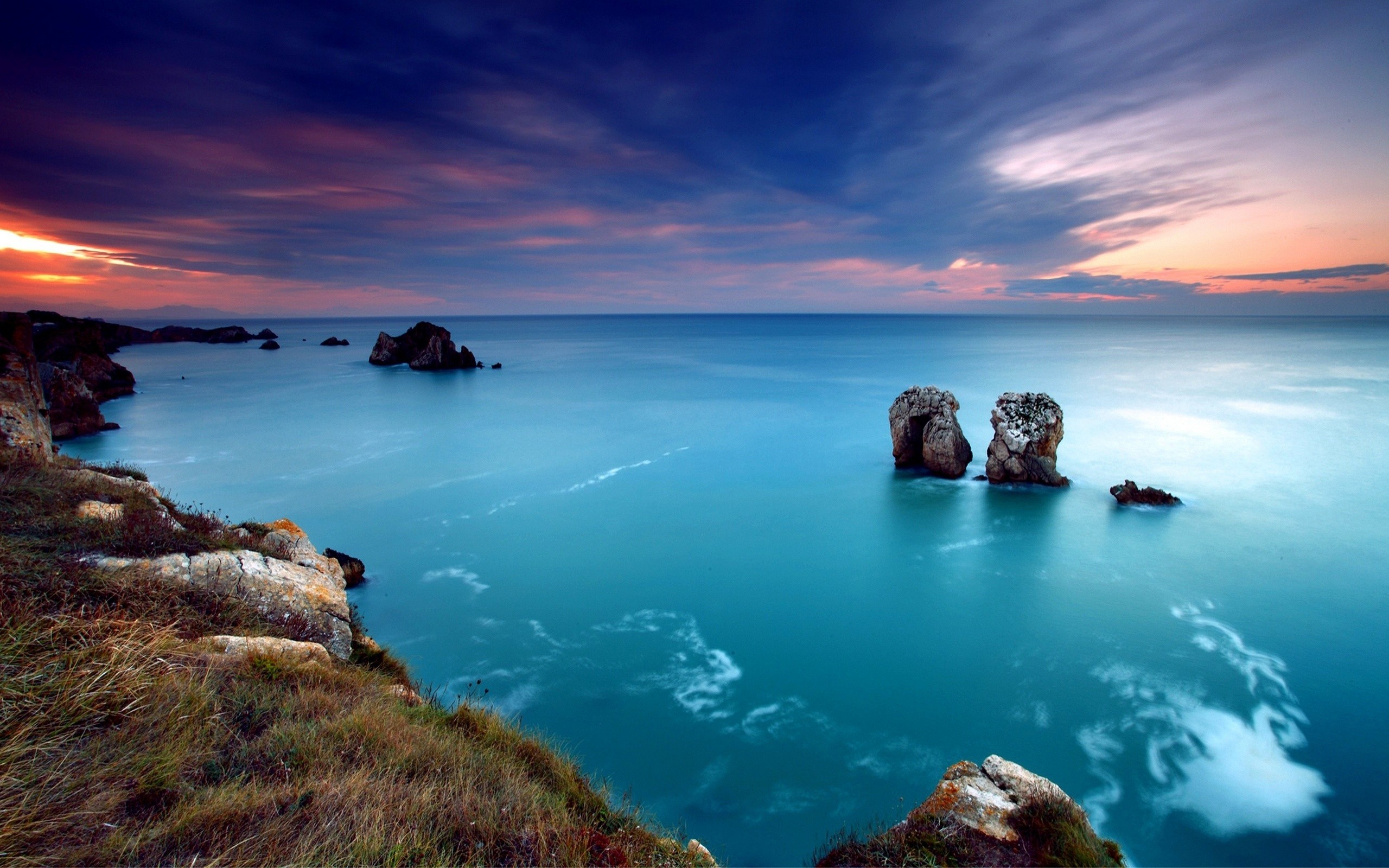 General 2560x1600 nature sea sunset clouds turquoise horizon coast outdoors