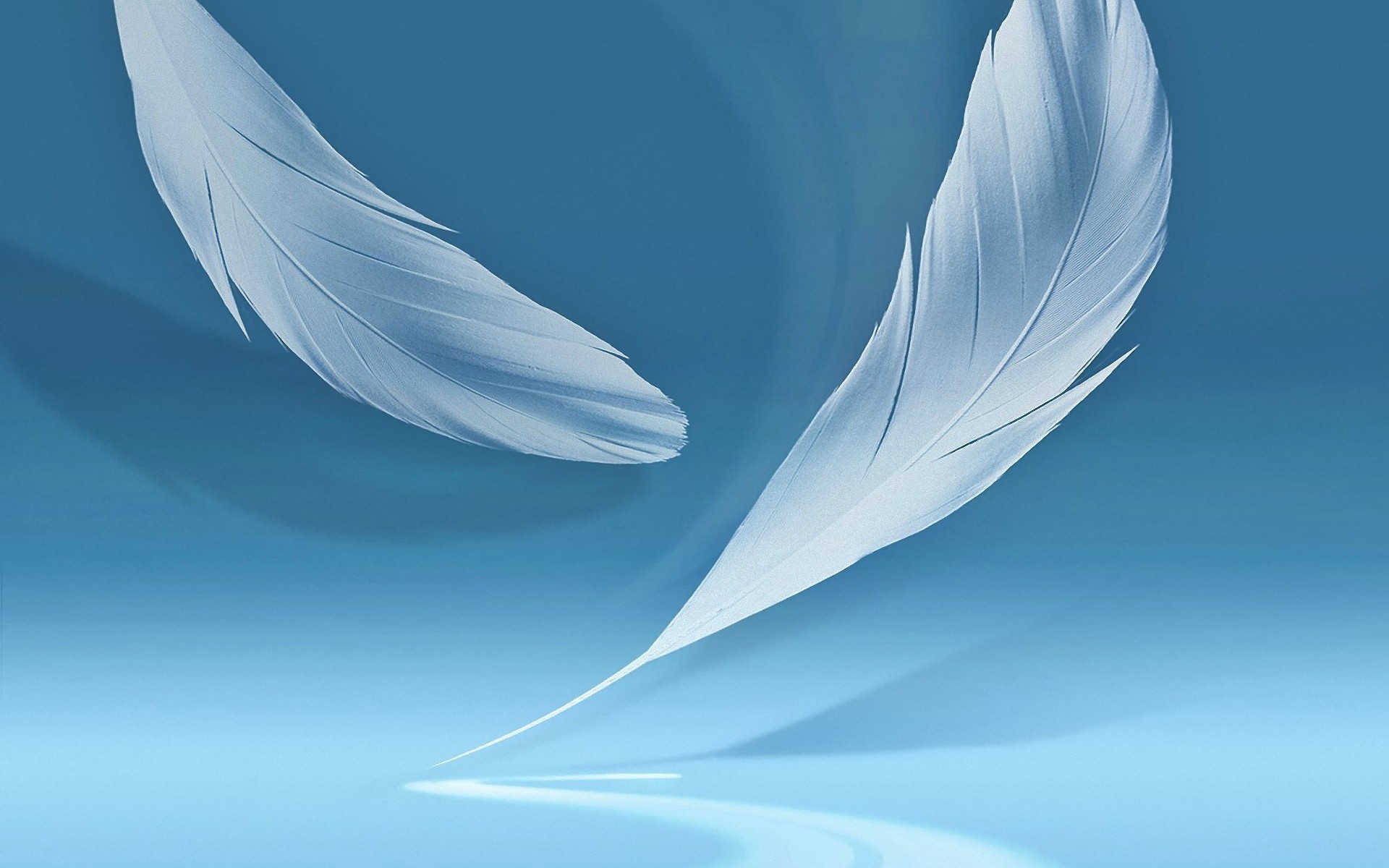 General 1920x1200 feathers blue background gradient artwork simple background cyan blue