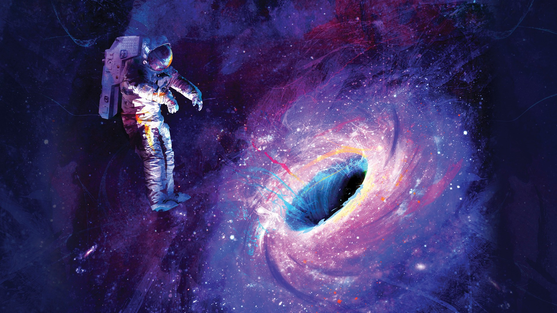 General 1920x1080 artwork astronaut universe black holes space space art digital art
