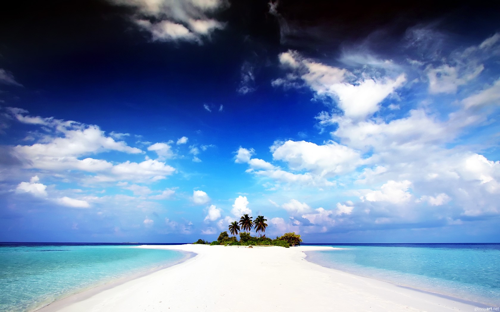 General 1680x1050 clouds island palm trees water sand tropical tropic island nature sky sea