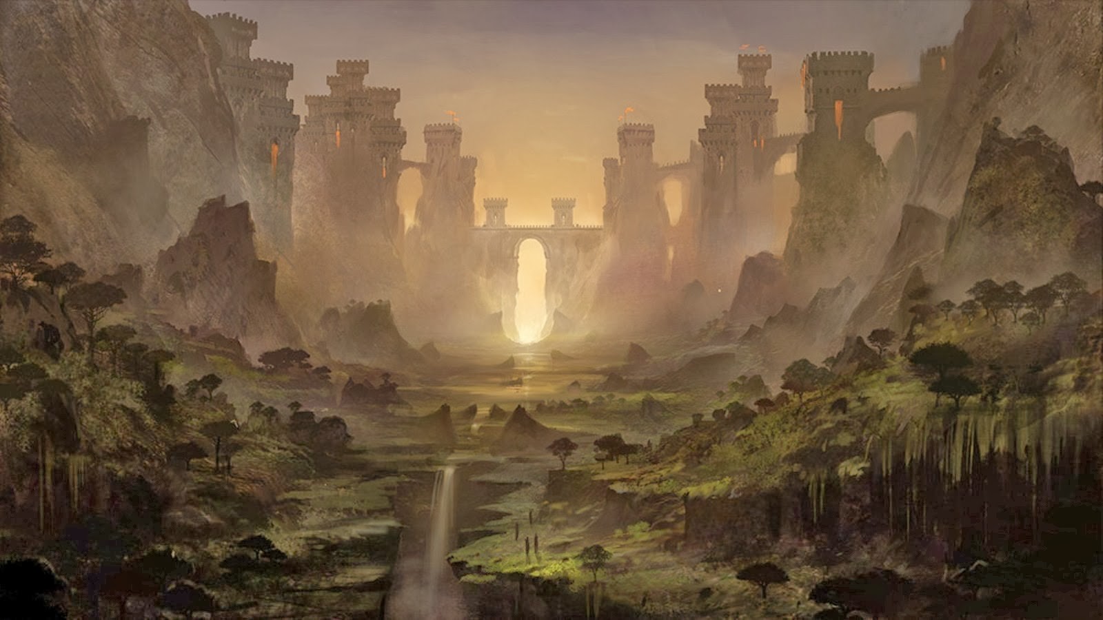 General 1600x900 fantasy art fantasy city video games video game art landscape sunlight