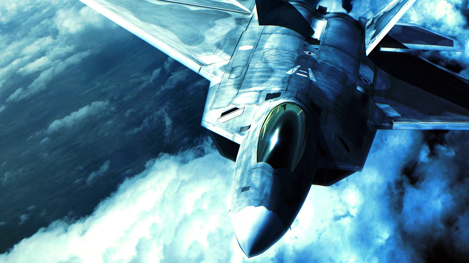 General 1920x1080 vehicle F-22 Raptor Ace Combat military aircraft video games video game art cyan jet fighter blue military vehicle