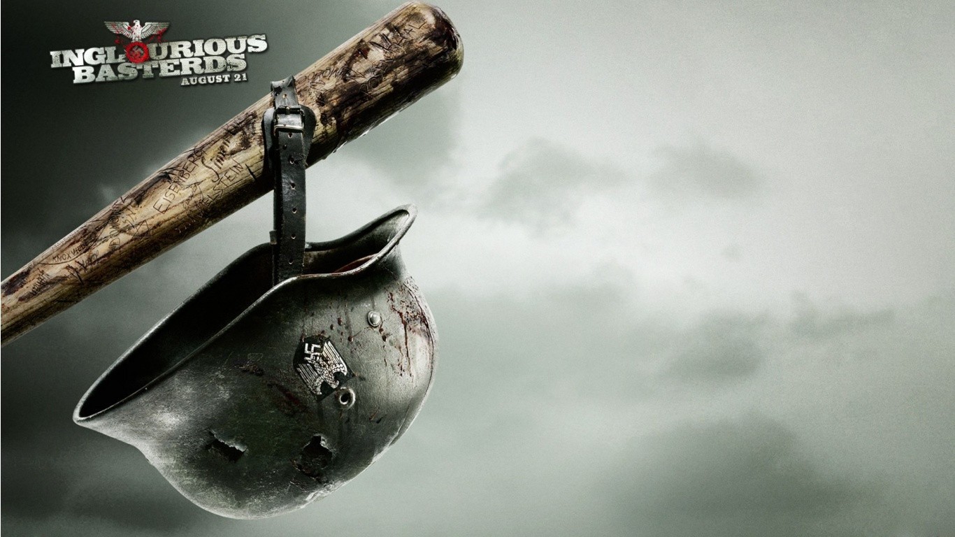 General 1366x768 movies Inglourious Basterds helmet baseball bat blood