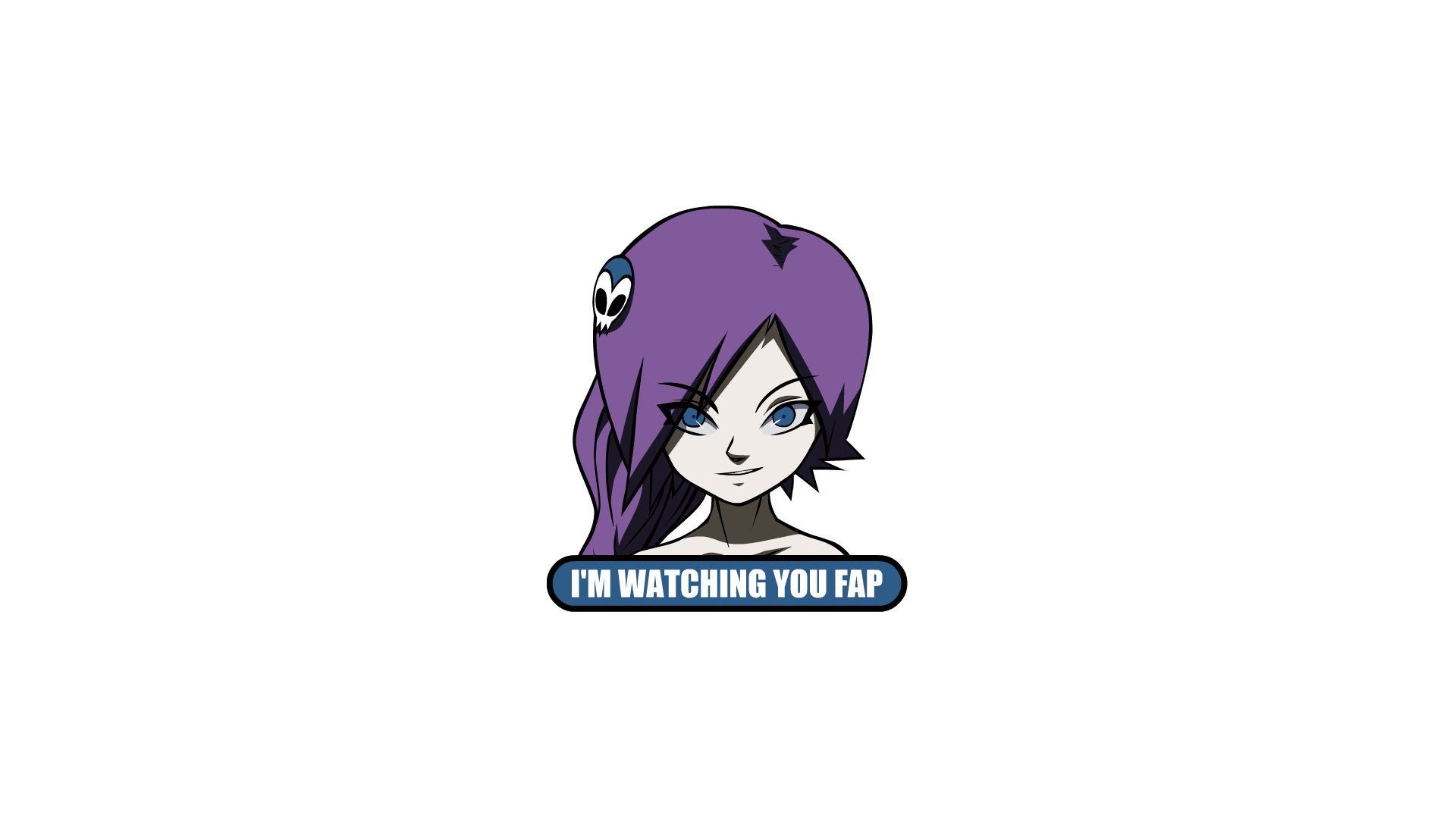 Anime 1920x1080 Zone-tan Zone-sama black minimalism purple hair blue eyes face