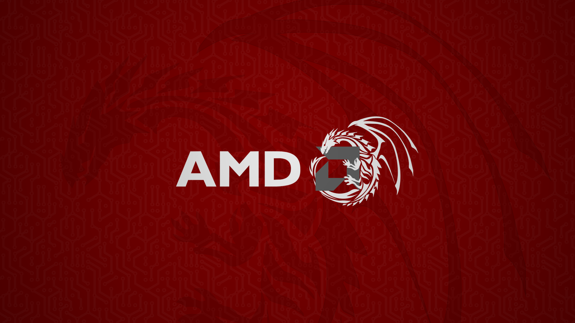 General 1920x1080 AMD dragon red hardware technology logo red background simple background