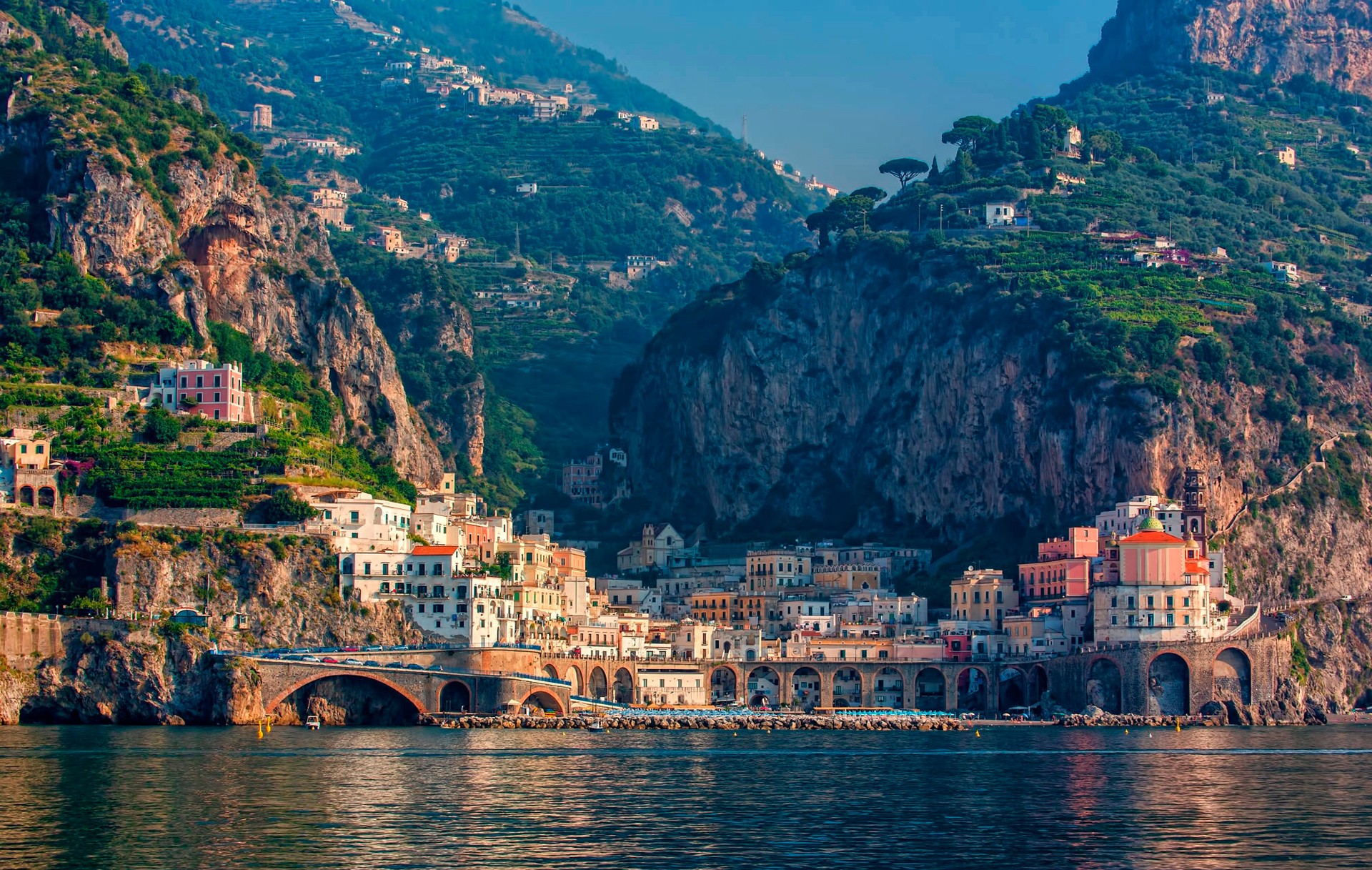 General 1920x1217 Italy Amalfi town landscape mountains water