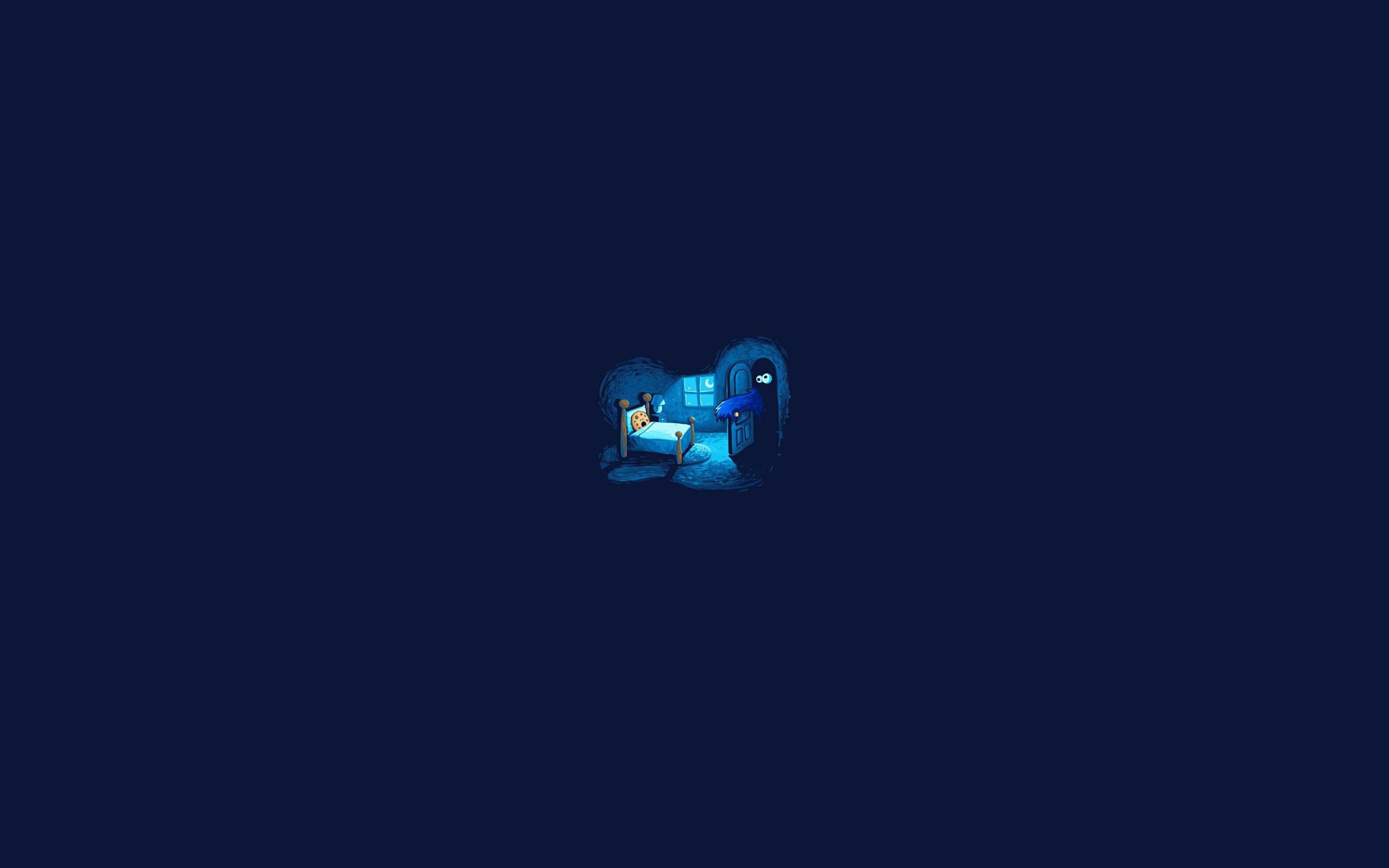 General 2560x1600 minimalism Cookie Monster humor artwork blue background simple background