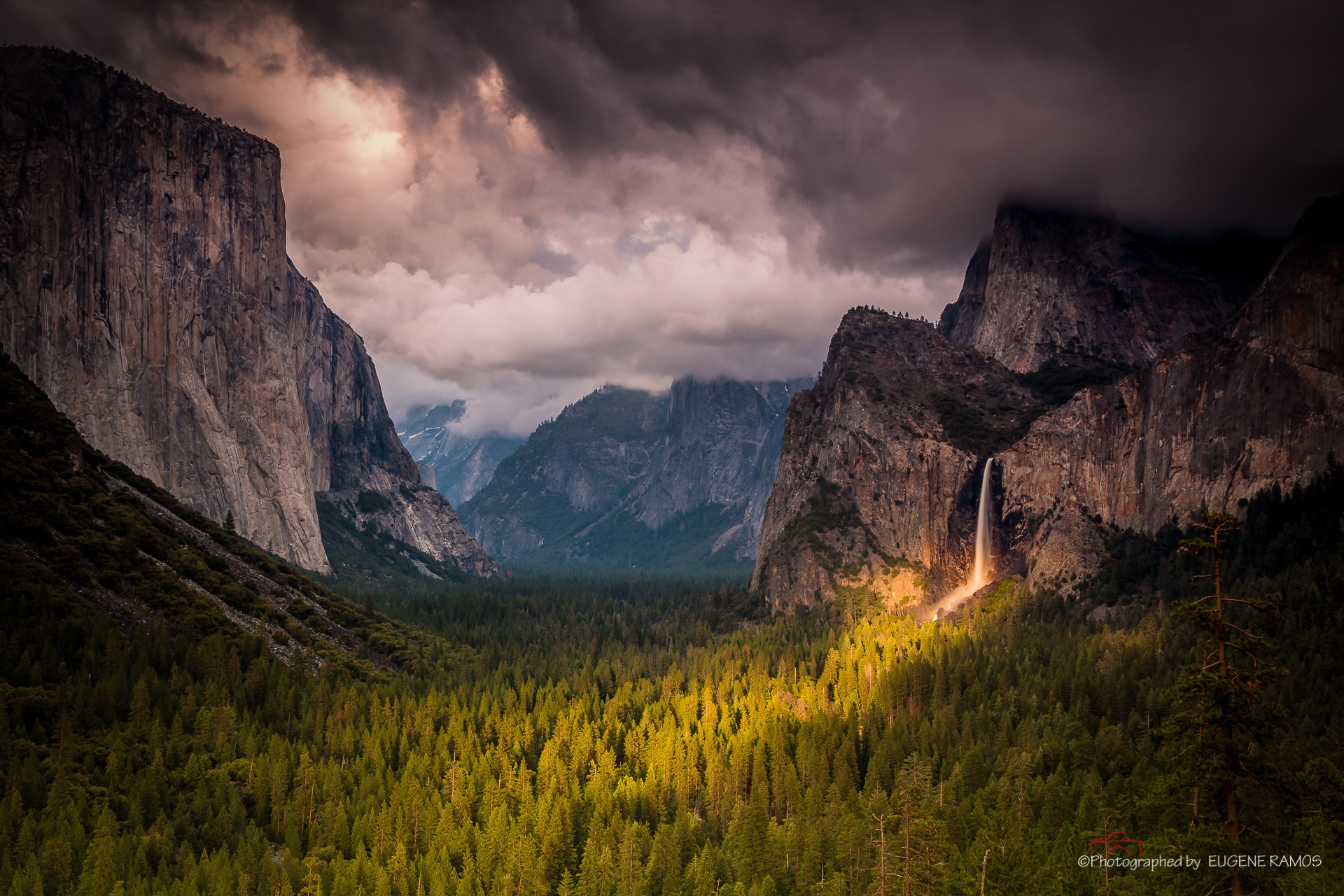 General 1920x1280 overcast Yosemite National Park cliff mountains forest landscape USA California nature Bridalveil Fall Yosemite Valley El Capitan watermarked