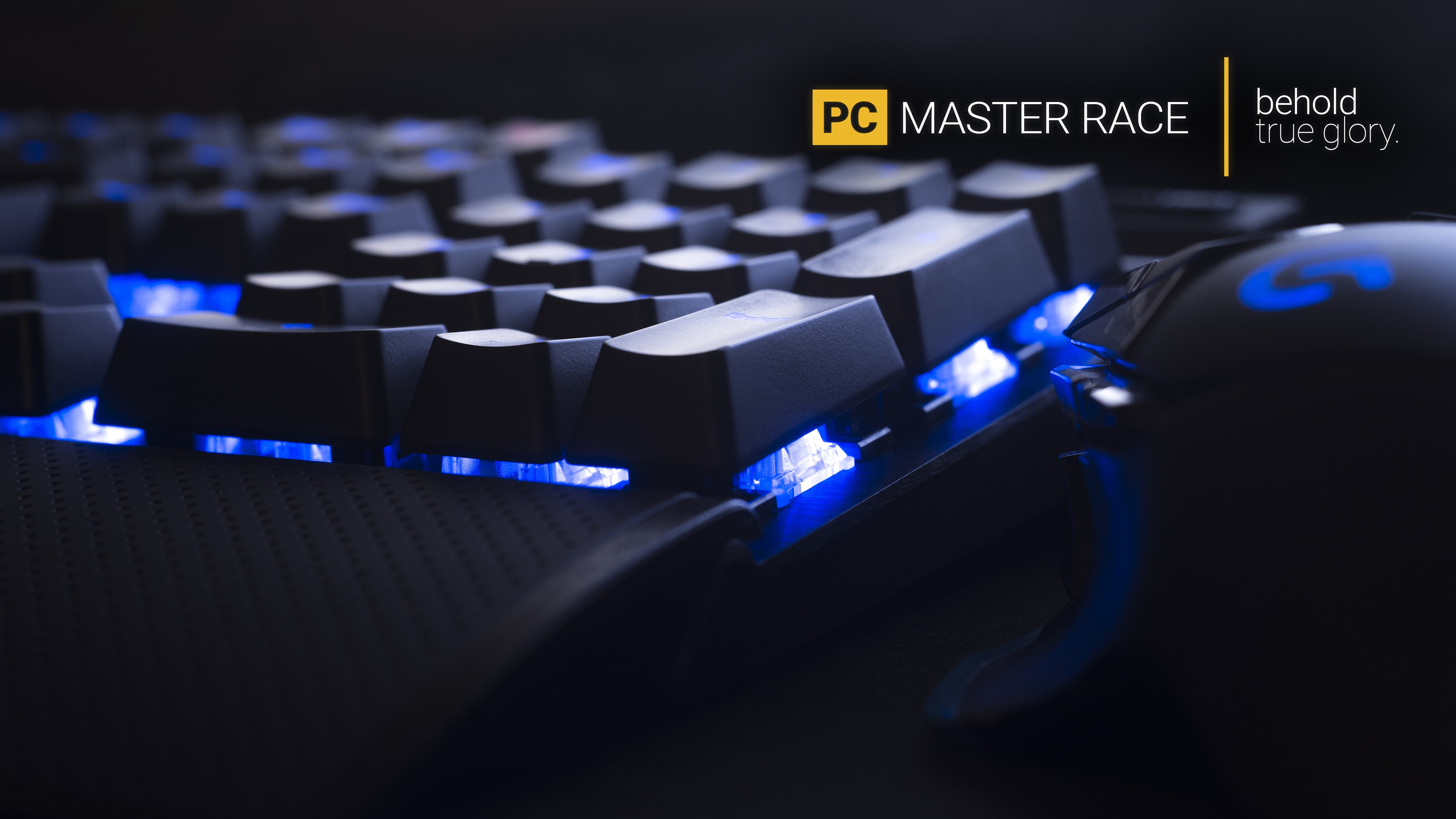 General 3840x2160 PC gaming Master Race keyboards technology computer mice hardware computer PC Master  Race lights typography blue digital art