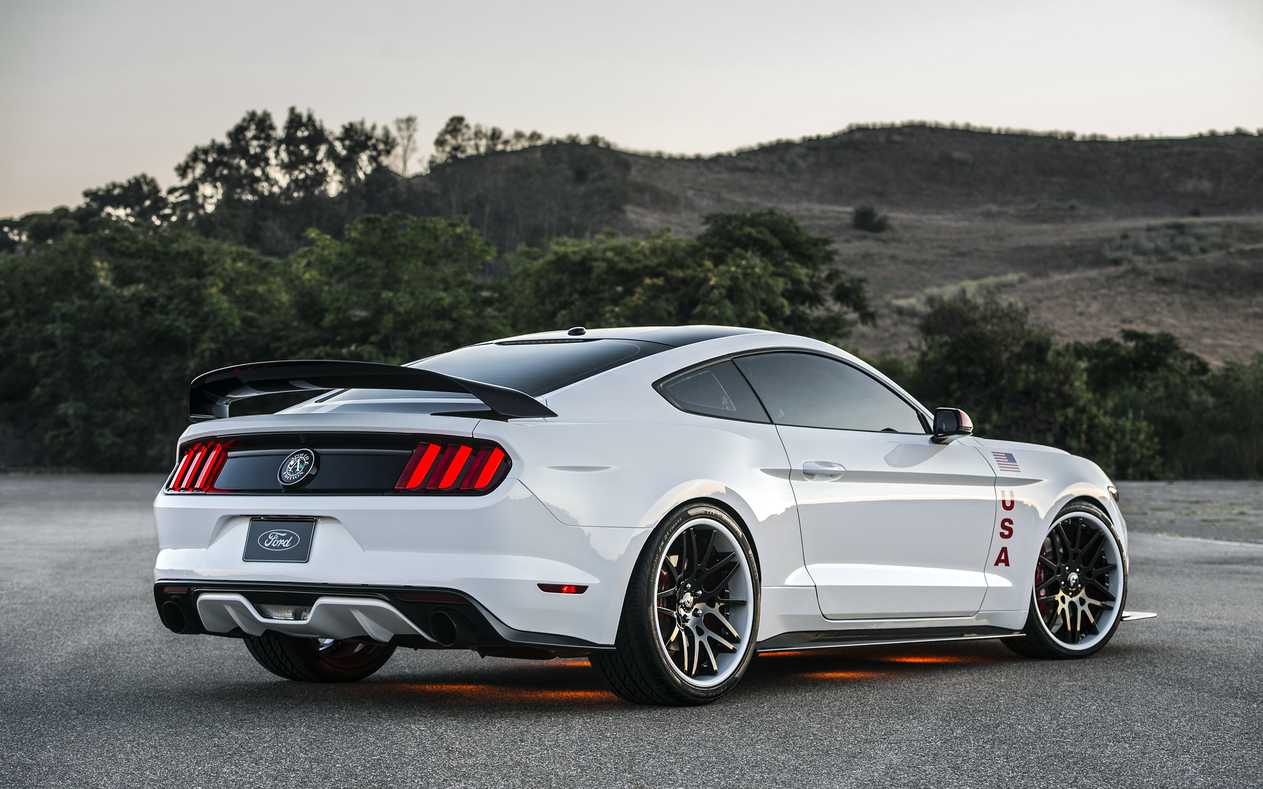 General 2560x1600 Ford Mustang Apollo Edition car muscle cars Ford Ford Mustang white cars vehicle Ford Mustang S550 outdoors asphalt trees landscape American cars