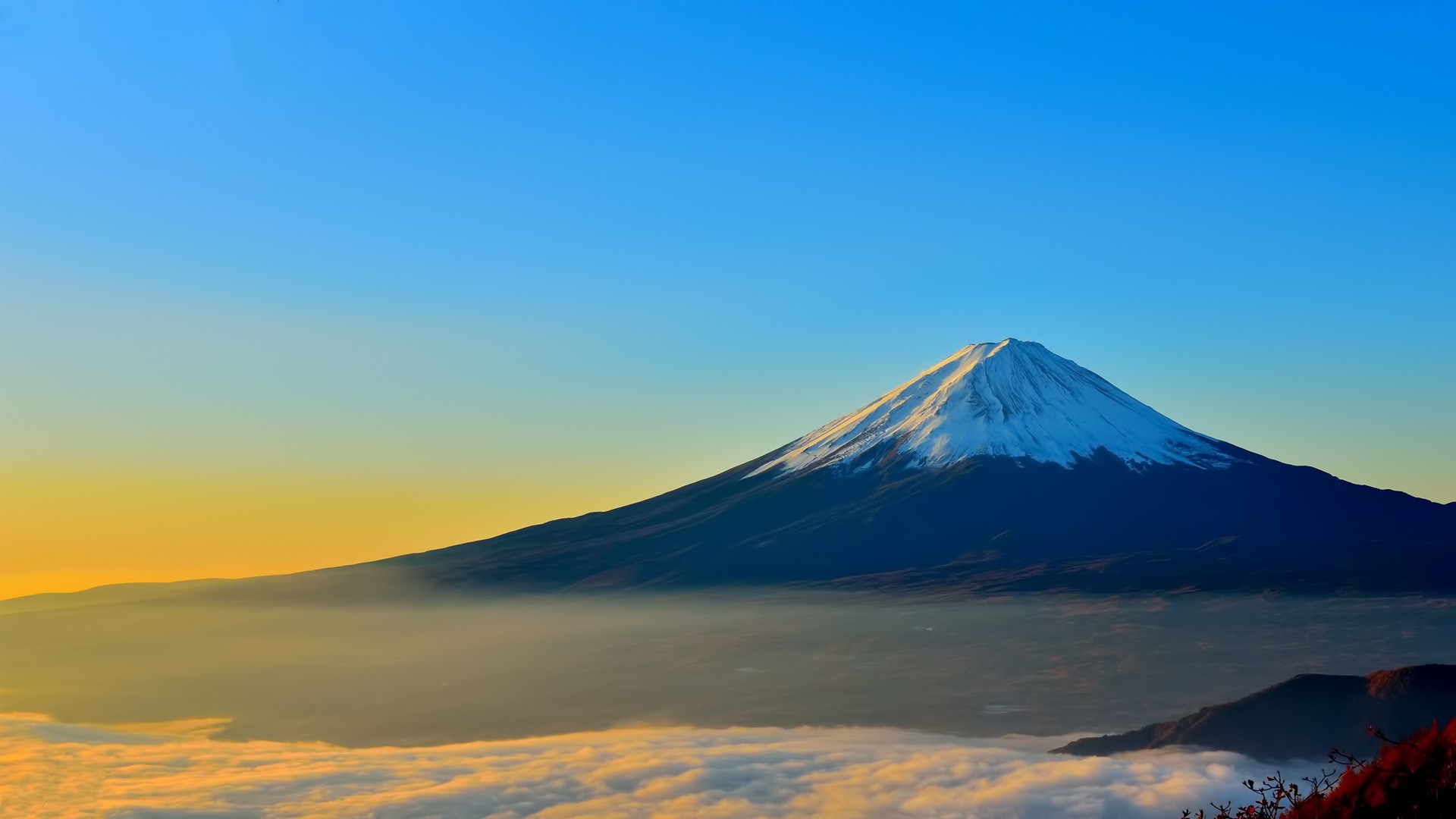 General 1920x1080 landscape Mount Fuji Japan mist Asia snowy peak volcano