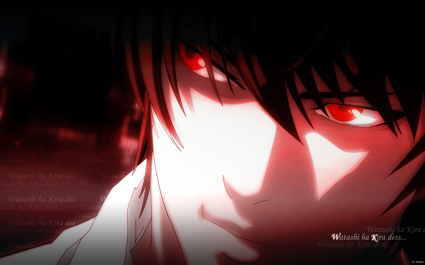 Anime 1440x900 Yagami Light Death Note anime boys red eyes anime face closeup