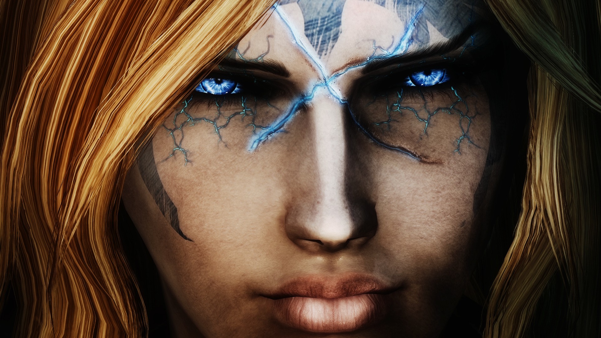 General 1920x1080 The Elder Scrolls V: Skyrim wizard blue eyes RPG face closeup video games PC gaming