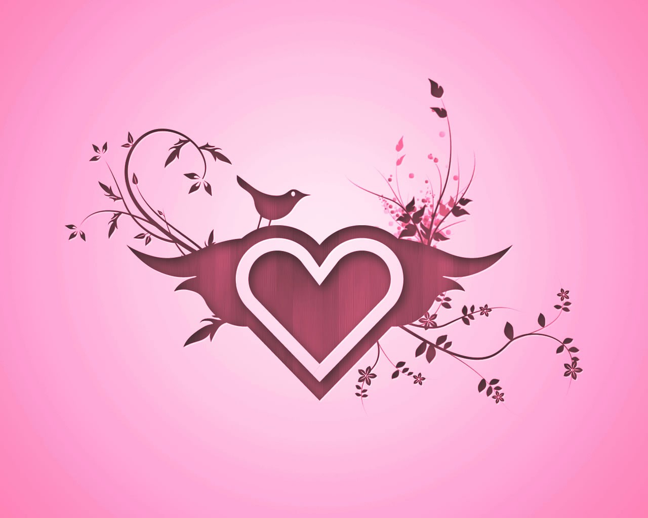 General 1280x1024 pink heart (design) artwork birds pink background