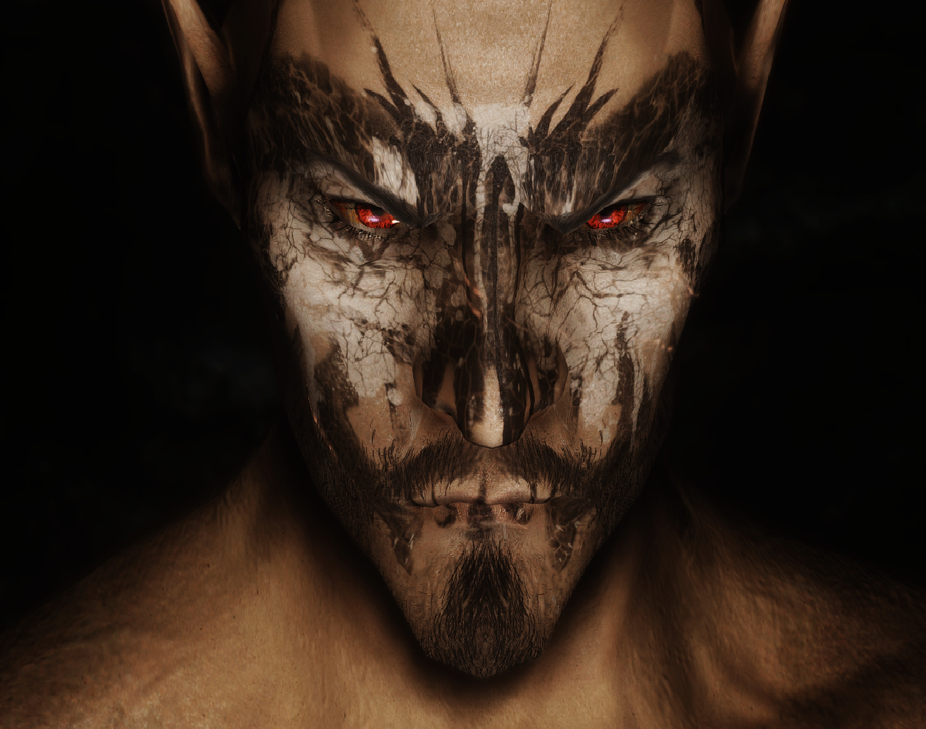 General 1300x1024 The Elder Scrolls V: Skyrim elves face paint red eyes RPG video games fantasy men face PC gaming