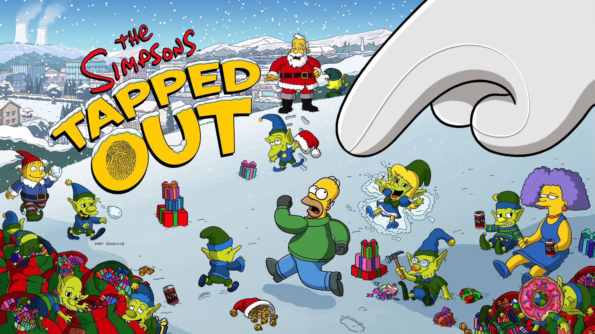 General 1920x1080 The Simpsons Tapped Out Homer Simpson Selma Bouvier Santa Claus winter elves video games Mobile Game Electronic Arts TV series