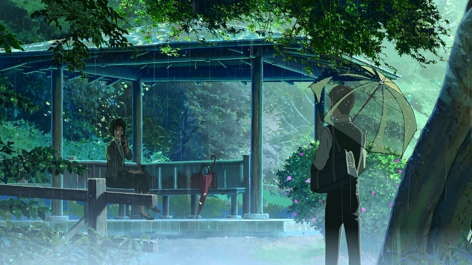 Anime 1920x1080 Yukino Yukari Akizuki Takao anime The Garden of Words Makoto Shinkai  rain gazebo umbrella