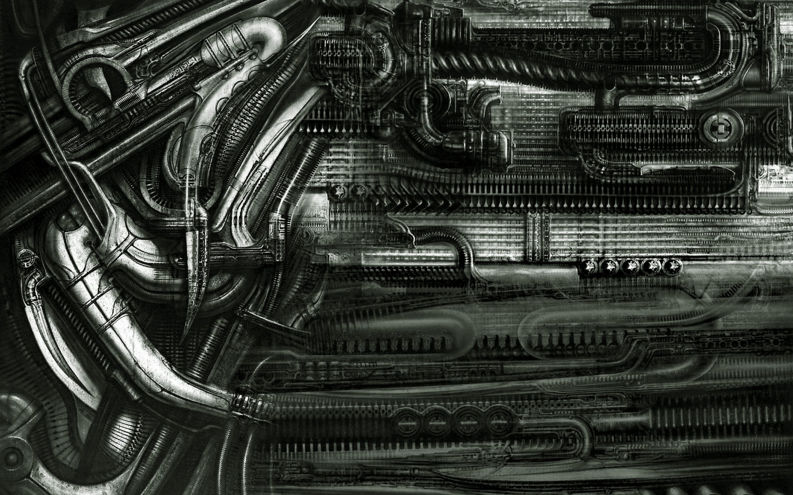 General 2560x1600 H. R. Giger abstract surreal machine artwork gray