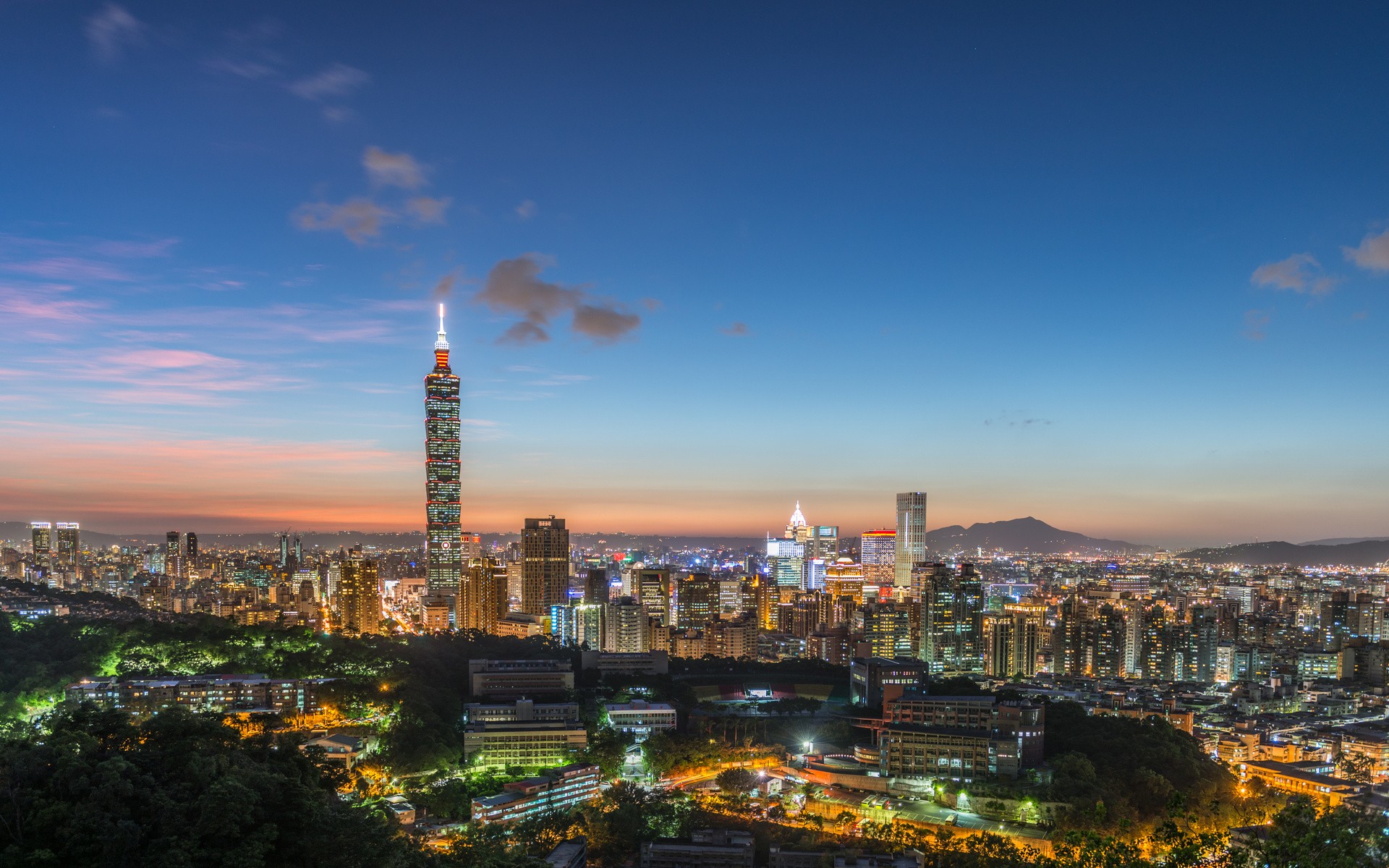 General 1920x1200 cityscape landscape Taipei 101 Asia city lights