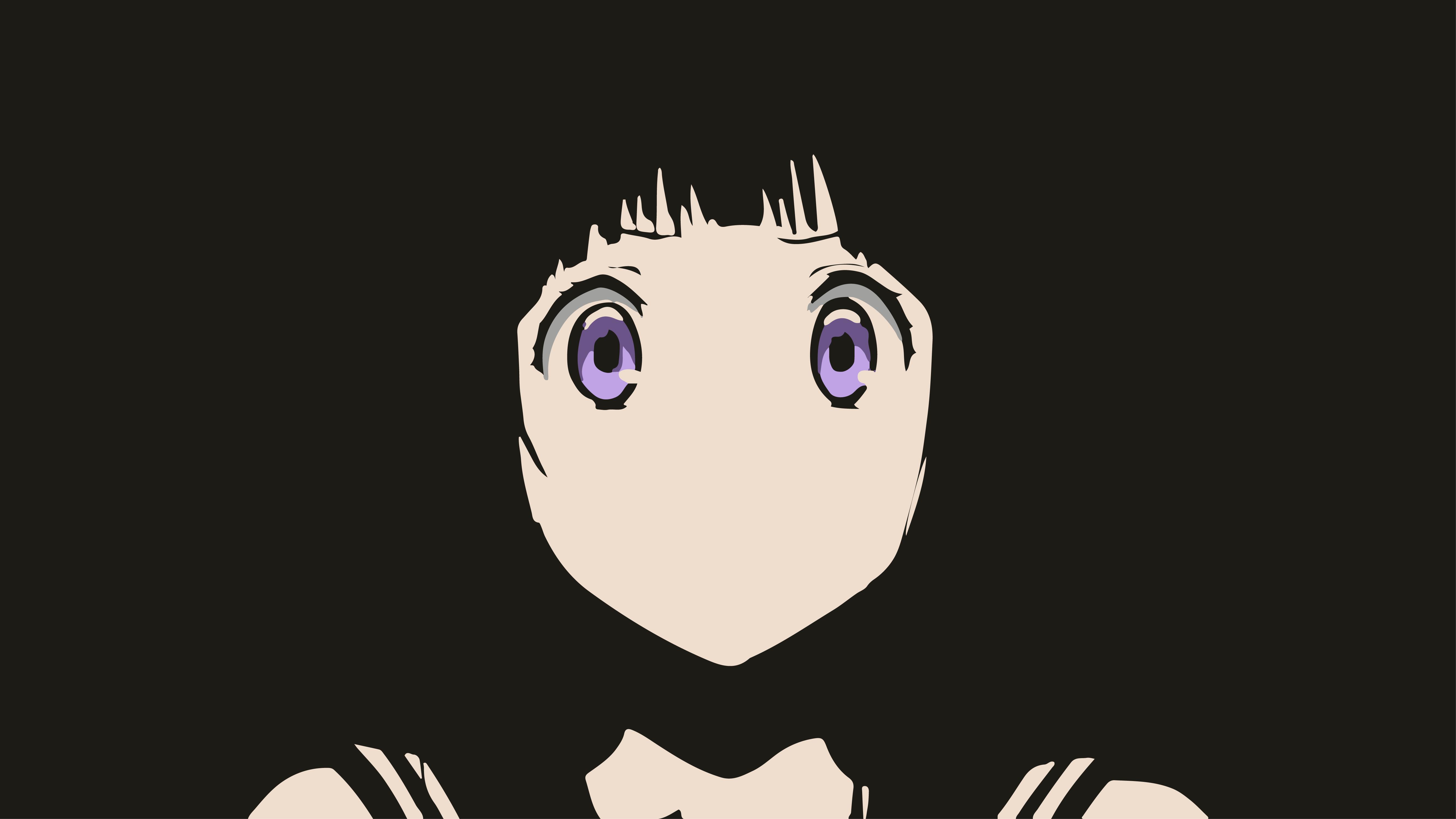 Anime 5333x3000 anime simple background DeviantArt Hyouka black background face purple eyes anime girls Chitanda Eru minimalism looking at viewer long hair