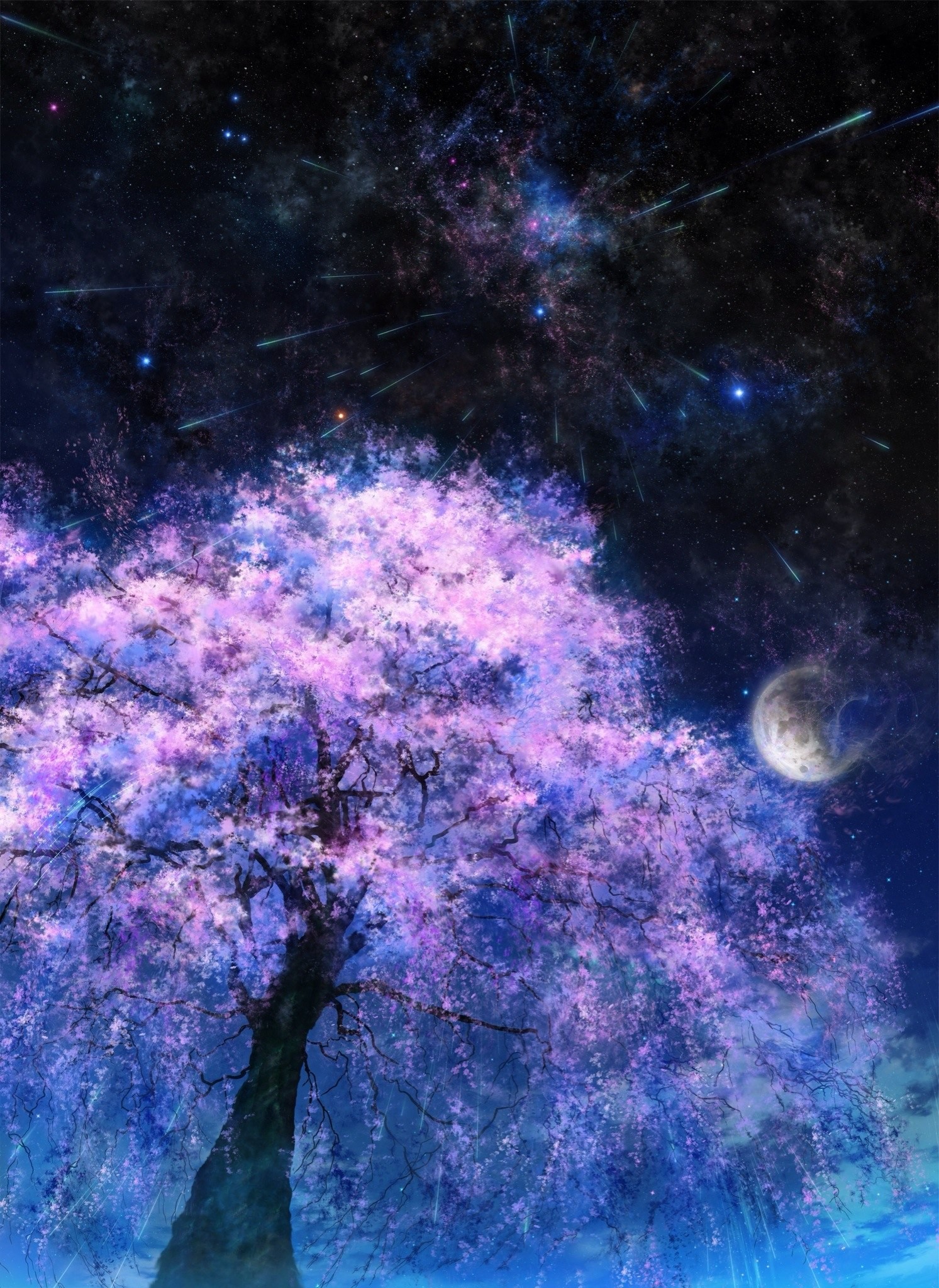 General 1493x2048 fantasy art trees night sky sky