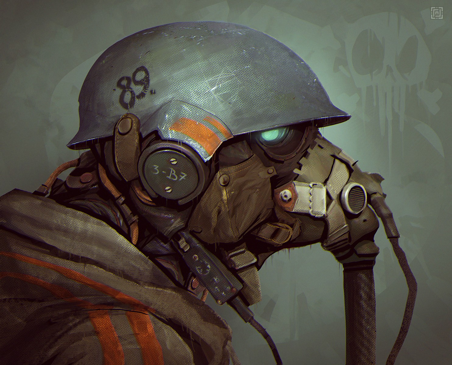 General 1484x1198 gas masks fantasy art artwork numbers helmet