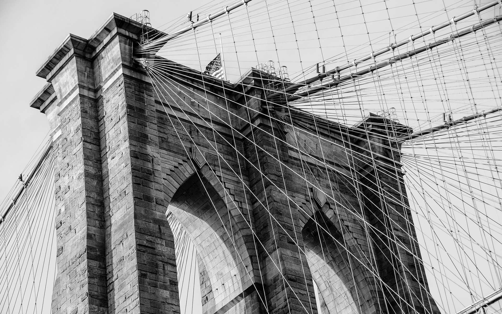 General 1920x1200 architecture monochrome Brooklyn New York City bridge USA