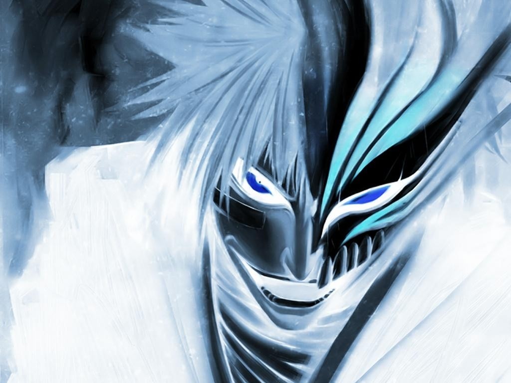 Anime 1024x768 Kurosaki Ichigo Hollow filter anime Bleach face blue eyes blue