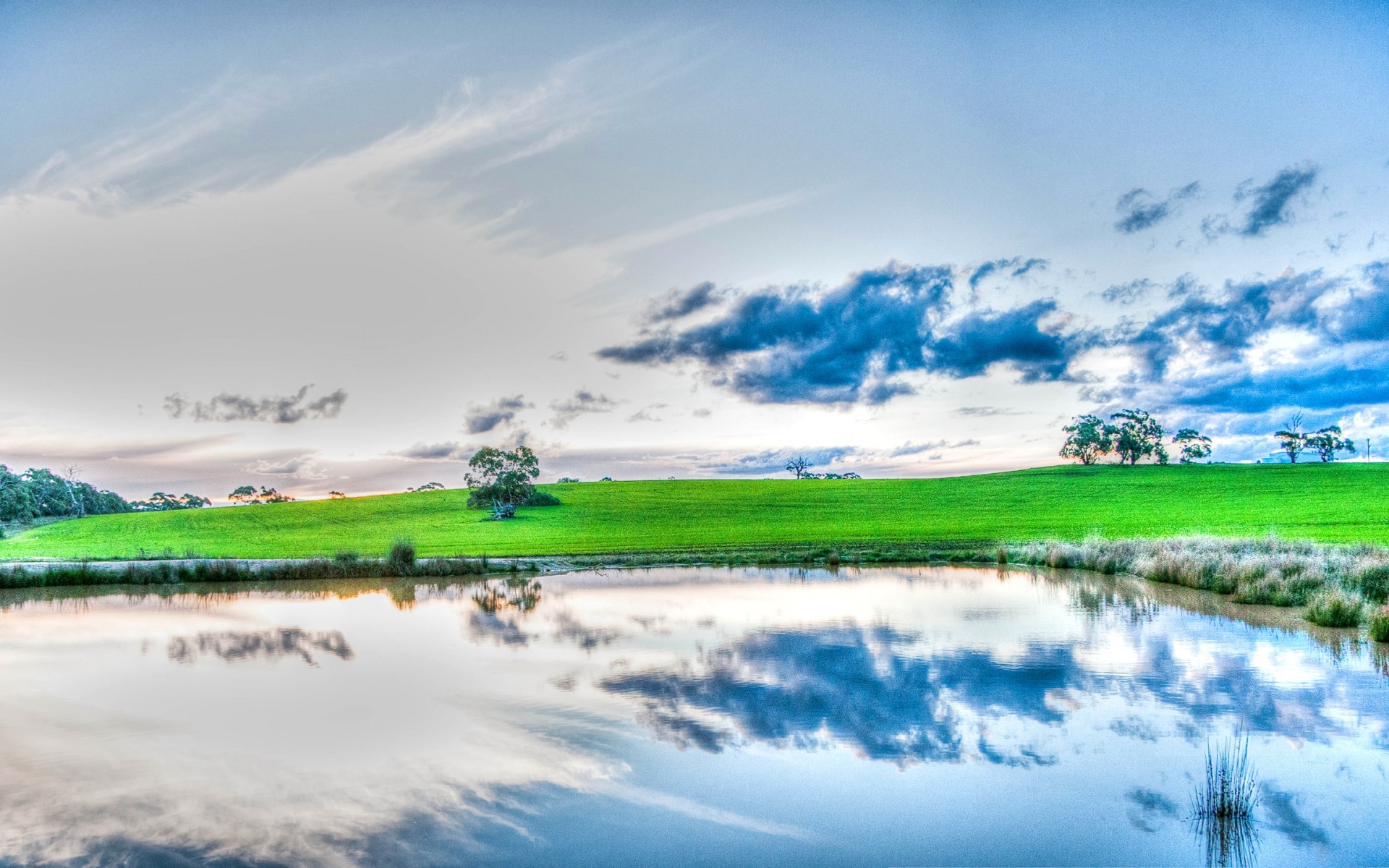 General 1920x1200 nature creeks sky clouds water reflection