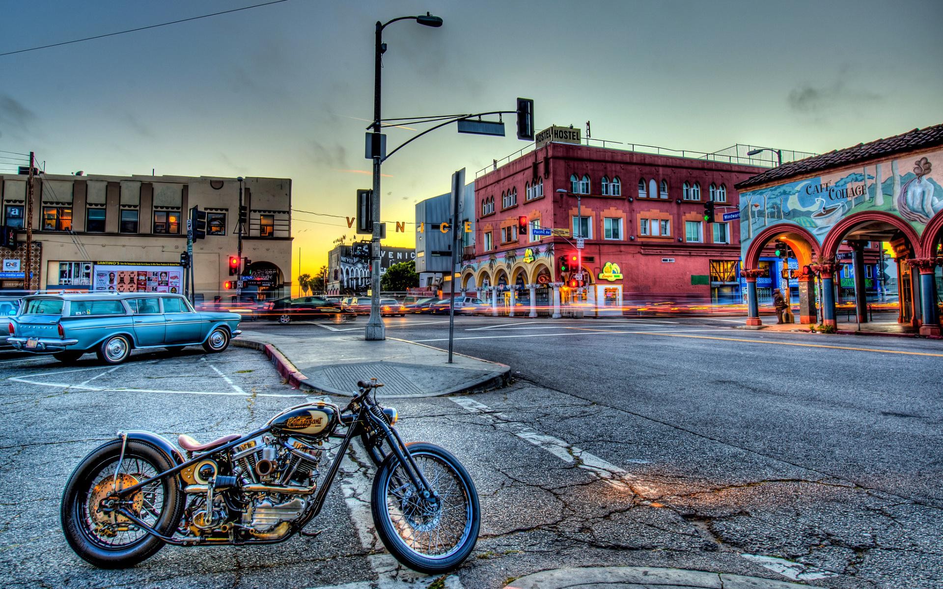 General 1920x1200 cityscape building vehicle long exposure city motorcycle