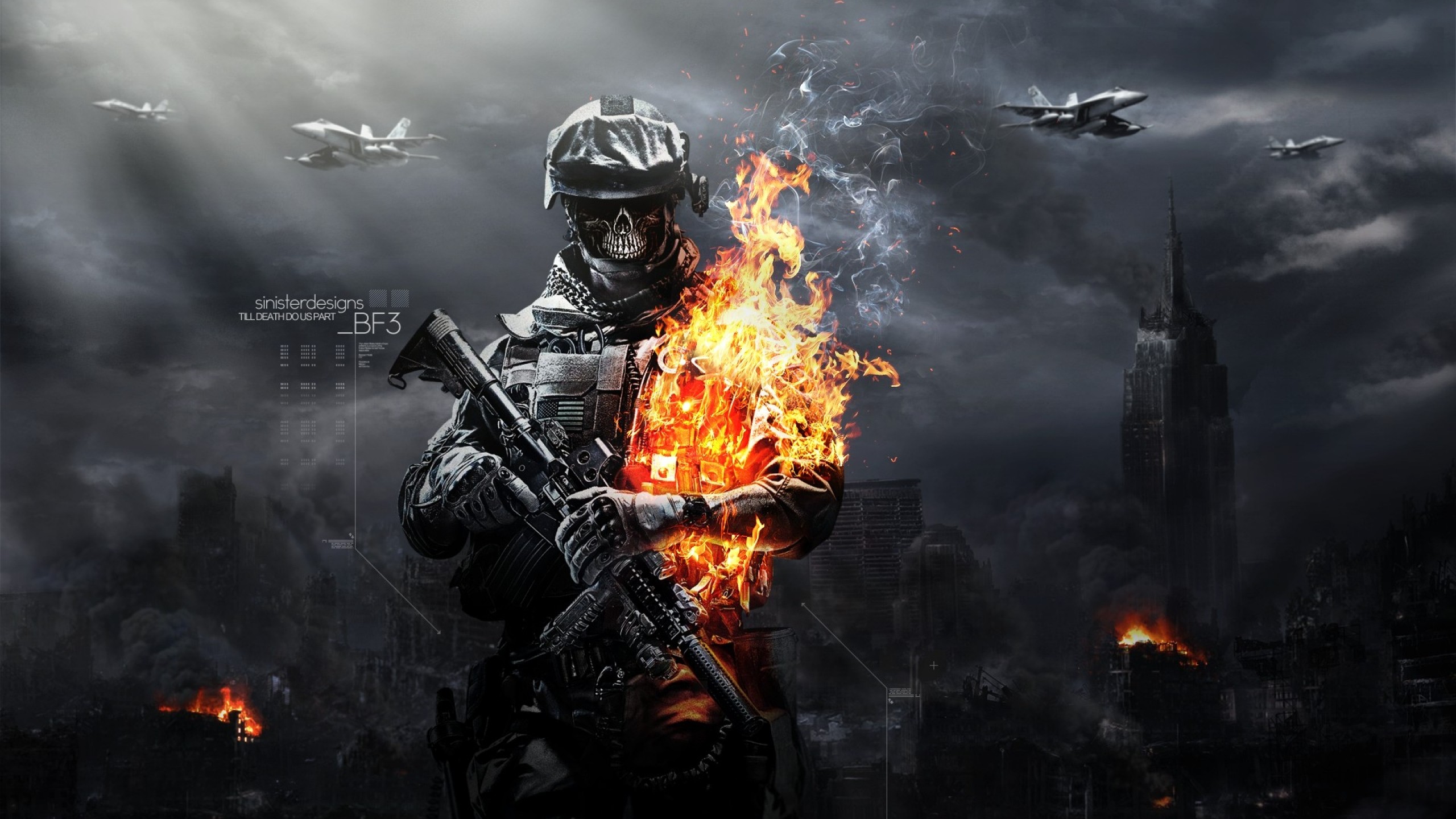 General 2560x1440 Battlefield (game) video games jets Battlefield 3 weapon video game art fire PC gaming