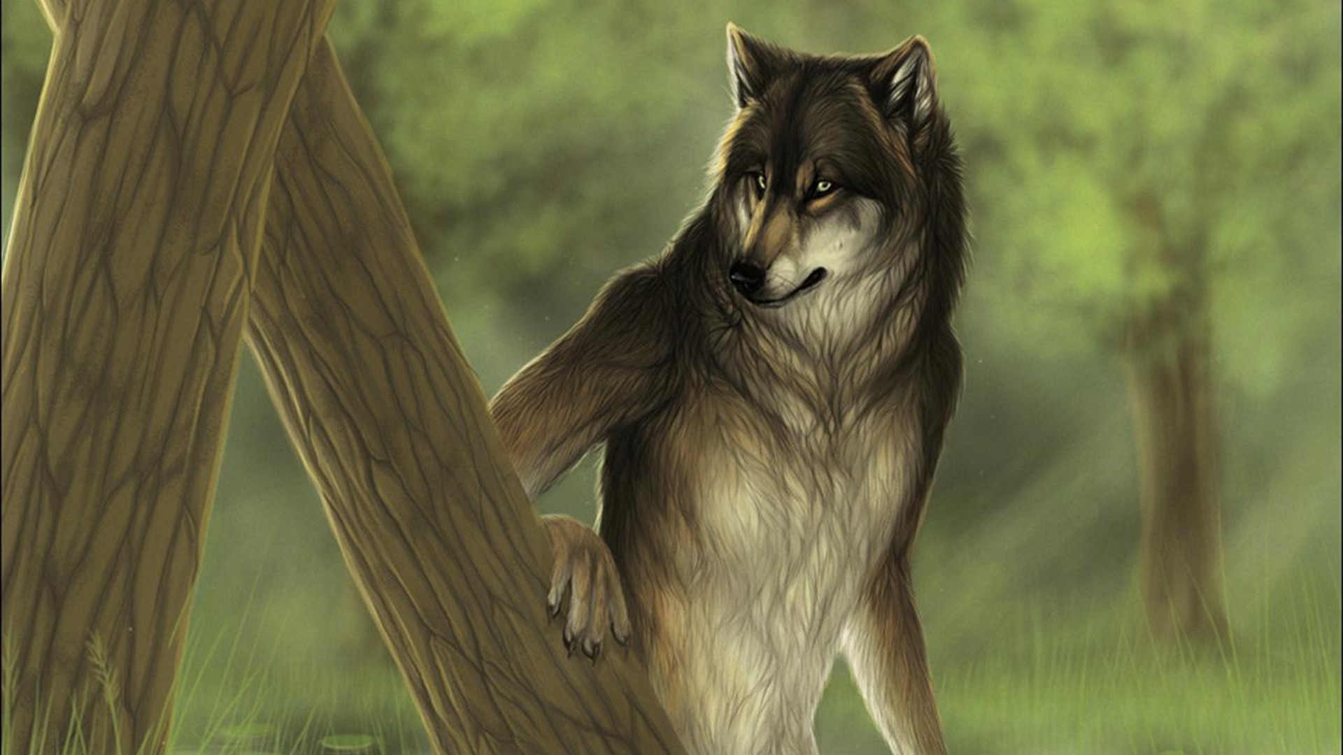General 1920x1080 fantasy art wolf Anthro animals