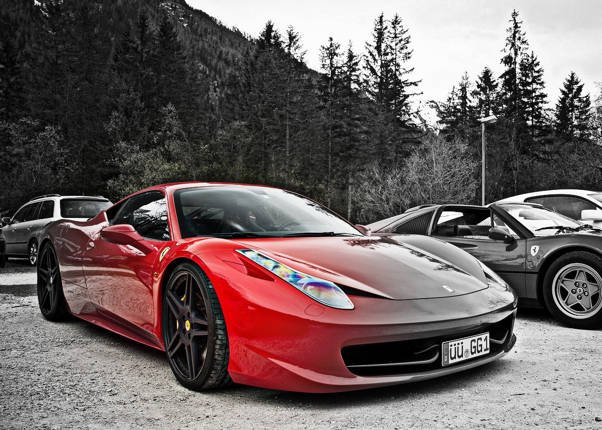 General 1195x854 car vehicle red cars selective coloring Ferrari Ferrari 458 italian cars Stellantis