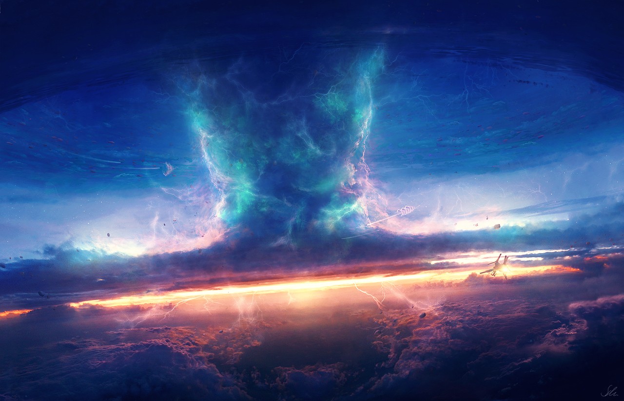 General 1280x822 lightning sky science fiction digital art