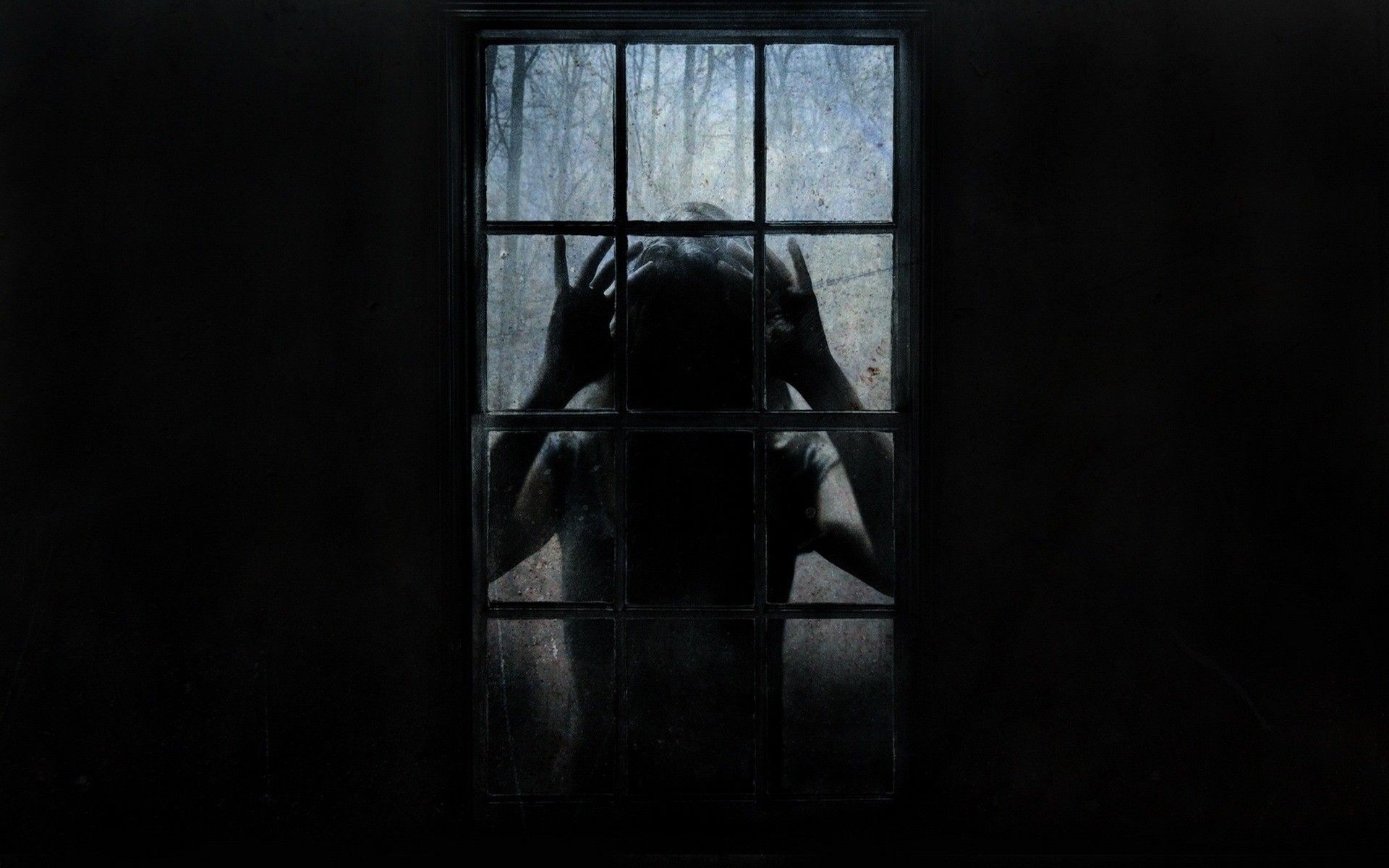 General 1920x1200 horror creepy women dark window night spooky digital art simple background