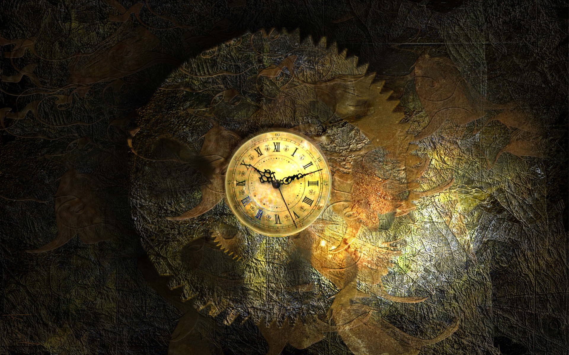 General 1920x1200 clocks clockwork vintage Roman numerals watch gears time technology artwork Gear Wheels