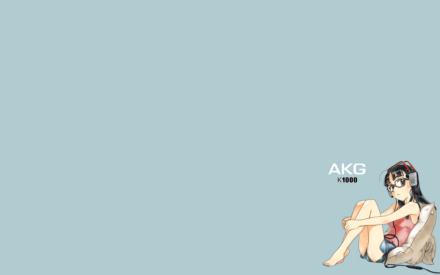 Anime 1440x900 AKG headphones original characters glasses anime girls barefoot women with glasses simple background