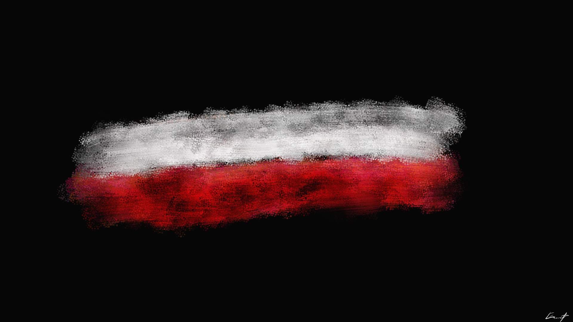 General 1920x1080 Poland flag abstract minimalism simple background black background