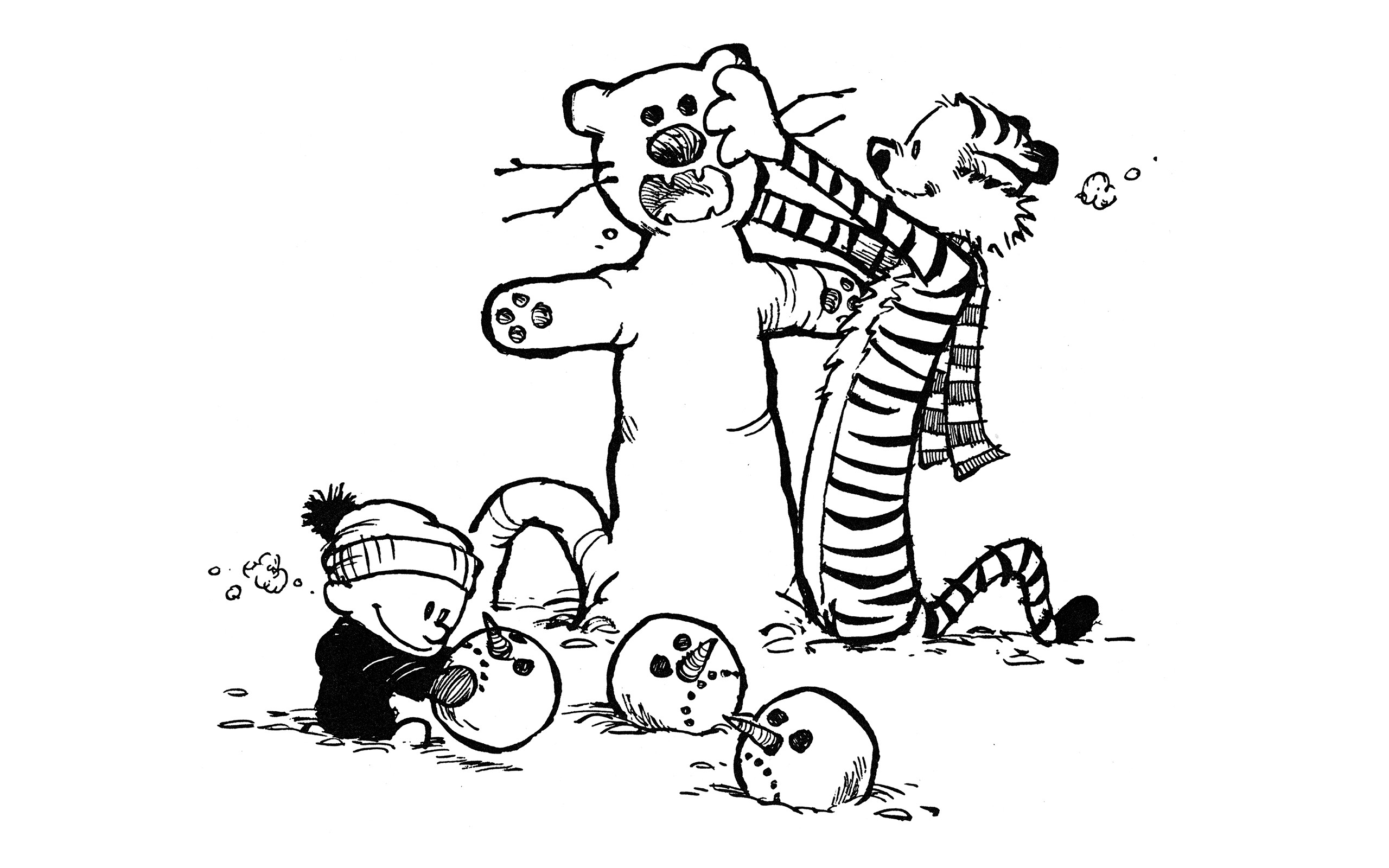 General 2560x1600 Calvin and Hobbes comics simple background cartoon white background