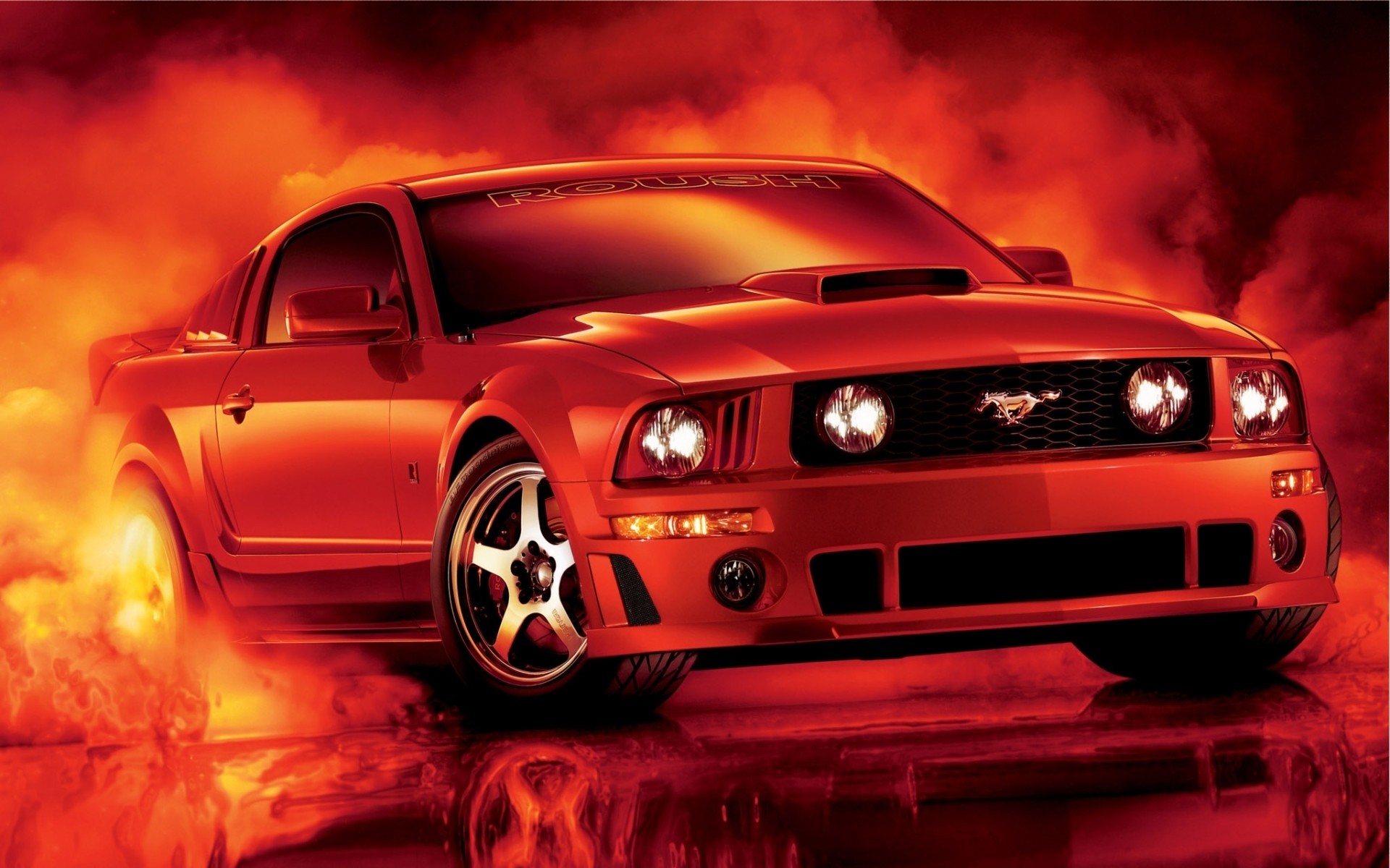 General 1920x1200 car Ford Mustang Ford vehicle red cars orange Ford Mustang S-197 muscle cars American cars