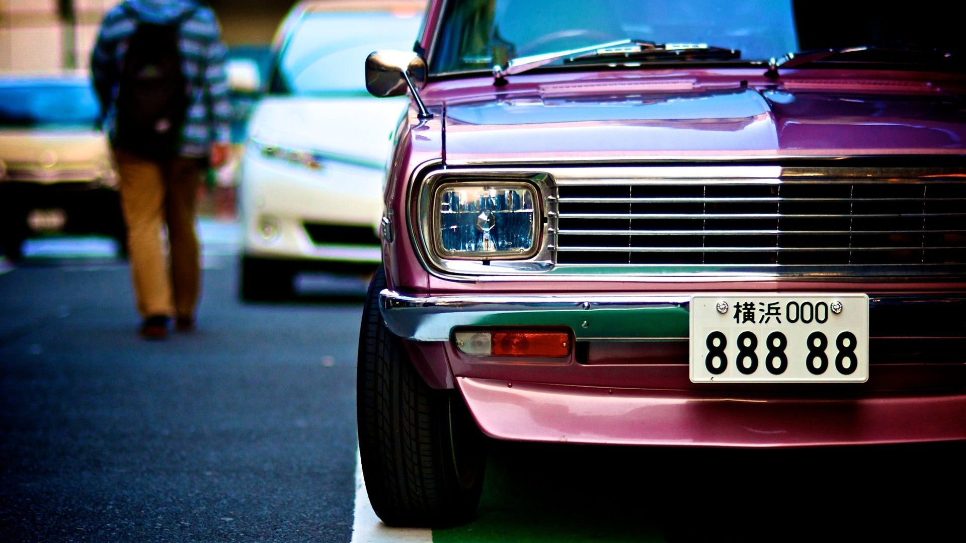 General 1920x1080 car Nissan numbers vehicle Asia pink cars