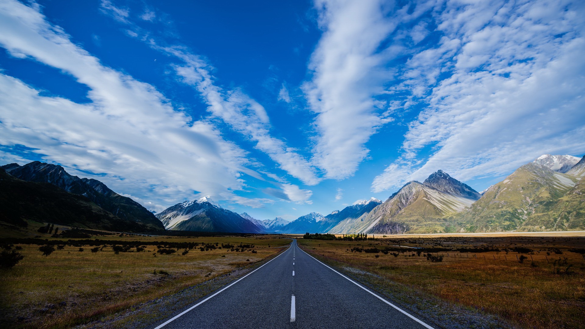General 1920x1080 landscape nature mountains valley long road New Zealand