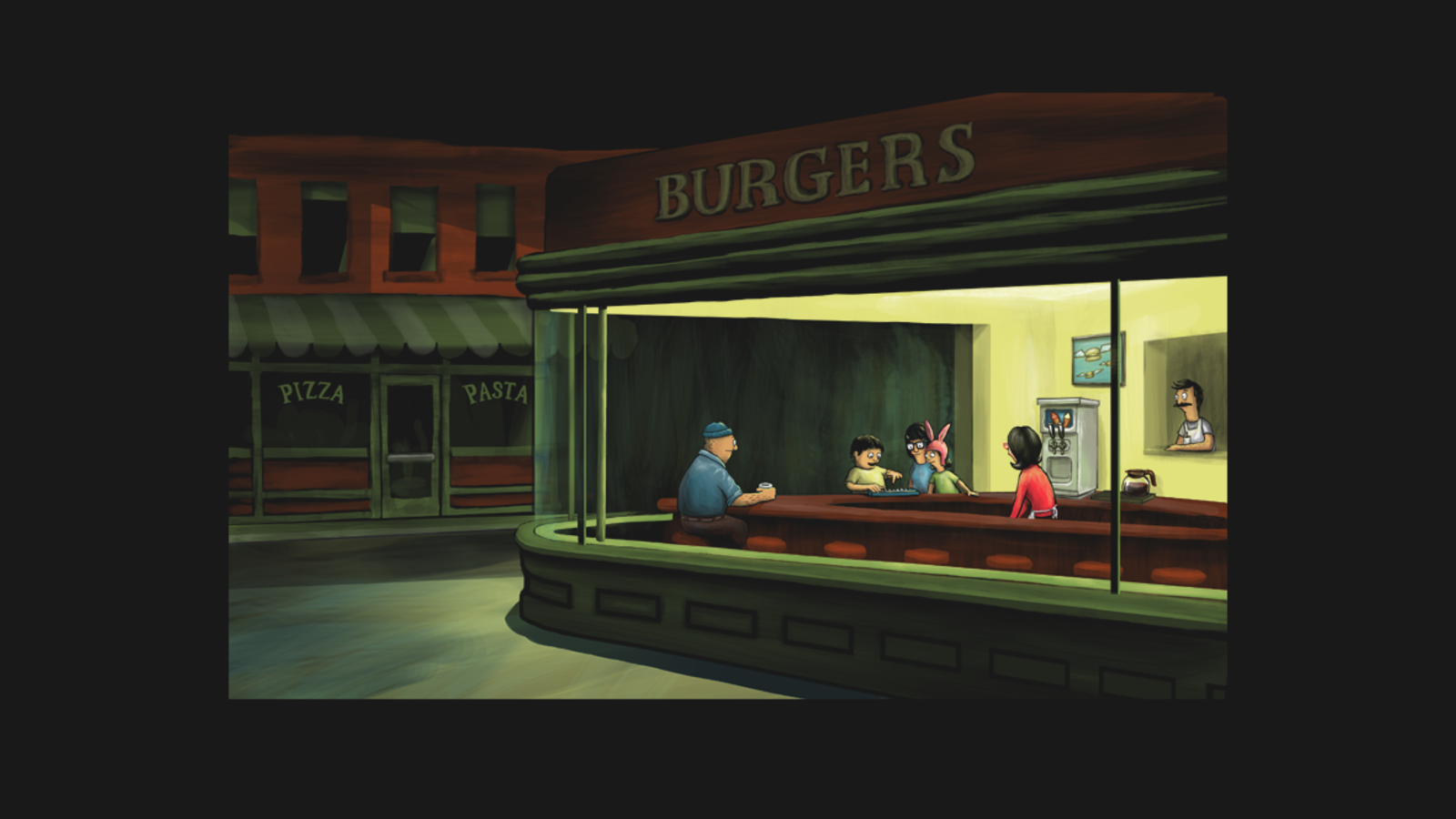 General 1600x900 Nighthawks parody painting artwork Bob's Burgers (TV Series) TV series humor cartoon