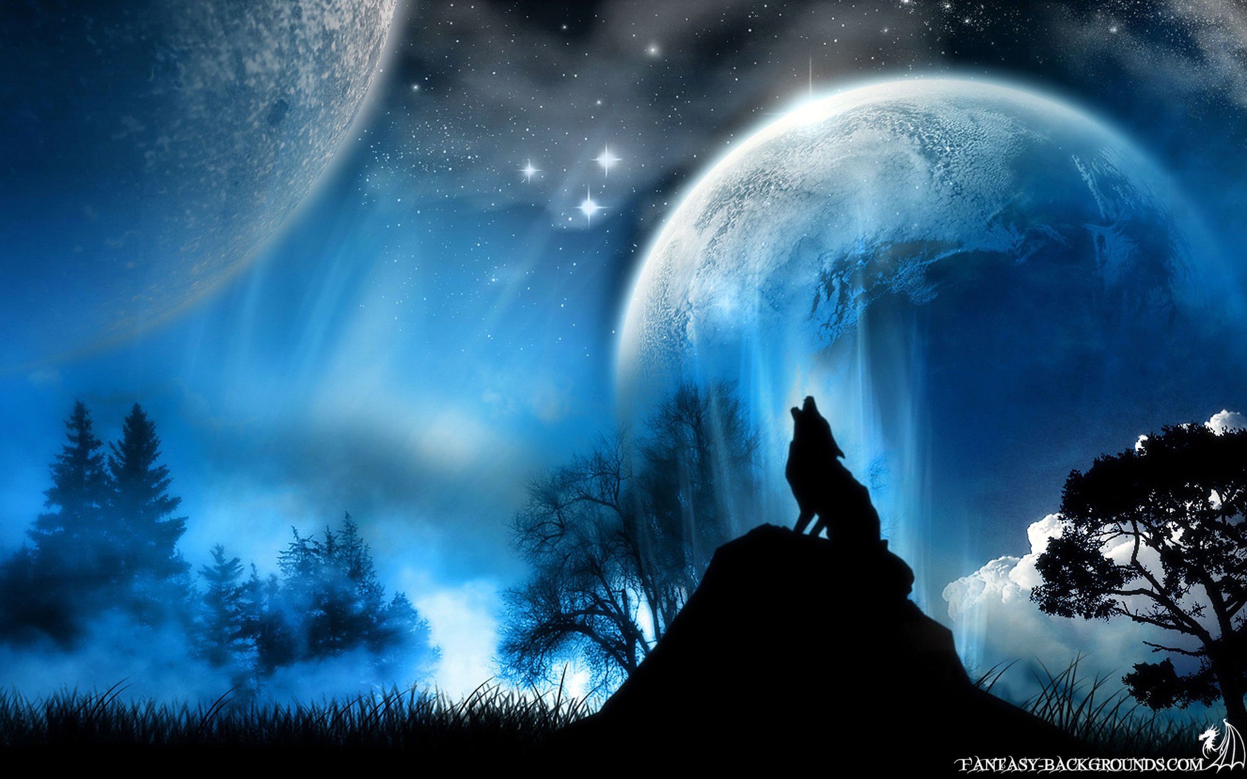 General 2560x1600 wolf vector fantasy art nature planet night sky animals howling watermarked sky