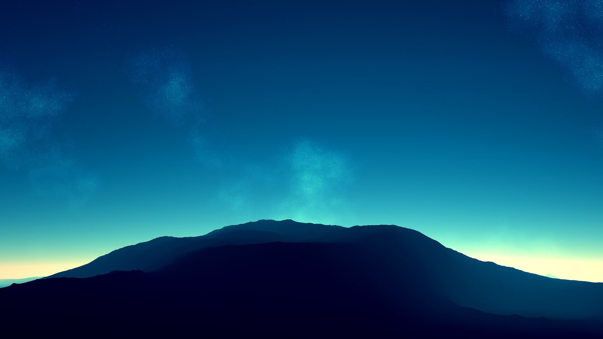 General 1920x1080 simple background nature mountains landscape sky stars minimalism cyan blue
