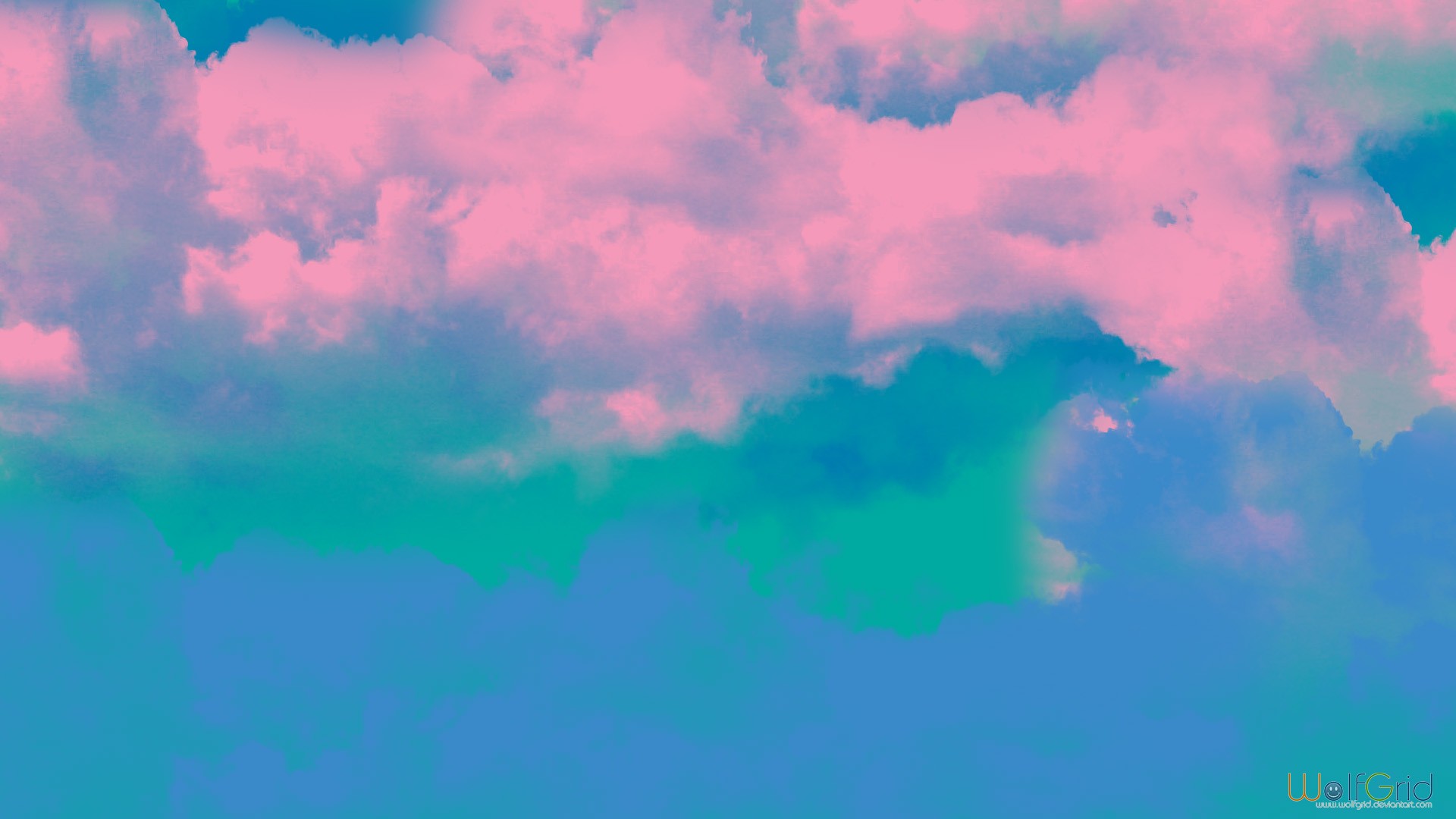 General 1920x1080 minimalism clouds sky nature colorful blue DeviantArt